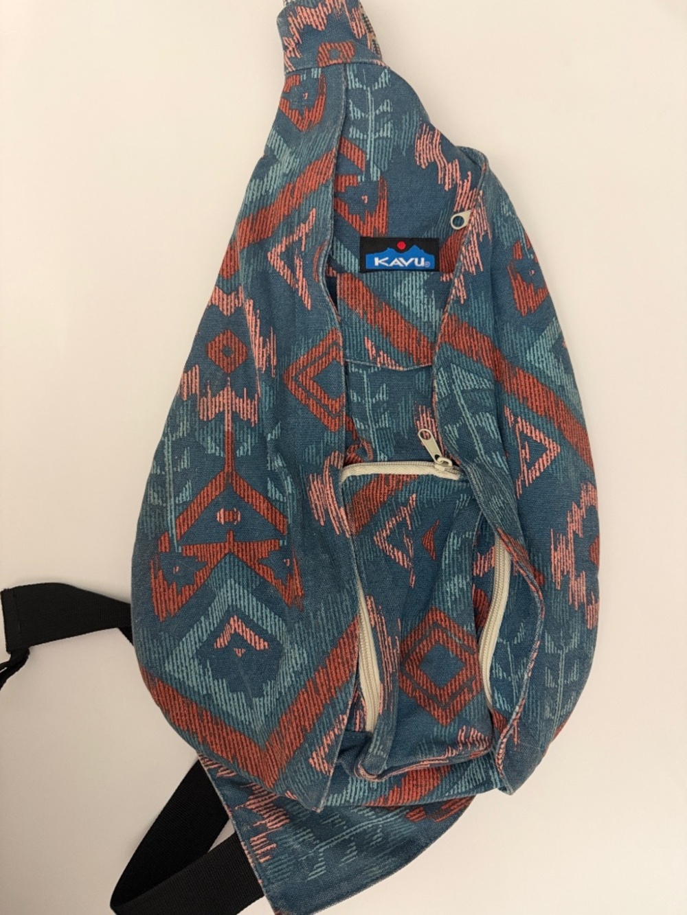 Kavu Teal and Rust Aztec Sling Pack - Picture 2 of 6